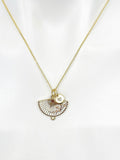 Gold Folding Fan Blossom Charm Necklace Birthday Teen Girl Gifts, Personalized Customized Gifts, N5291B