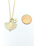 Gold Folding Fan Cherry Blossom Charm Necklace Birthday Teen Girl Gifts, Personalized Customized Gifts, N5291D