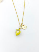 Gold Lemon with Ladybug Charm Necklace Birthday Teen Girl Gifts, Personalized Customized Gifts, N5293