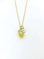 Gold Lemon with Ladybug Charm Necklace Birthday Teen Girl Gifts, Personalized Customized Gifts, N5293