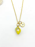 Gold Lemon with Ladybug Charm Necklace Birthday Teen Girl Gifts, Personalized Customized Gifts, N5293