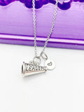 Silver Cheerleader Megaphone Charm Necklace Birthday Gifts, Personalized Customized Gifts, N5299