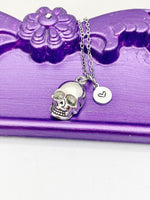 Silver Halloween Skeleton Charm Necklace Halloween Gifts, Personalized Customized Gifts, N5300