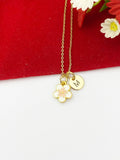 Gold Cherry Blossom Japanese Sakura Charm Necklace Girlfriends Gifts, Personalized Customized Monogram Gifts, N5301