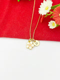 Gold Cherry Blossom Japanese Sakura Charm Necklace Girlfriends Gifts, Personalized Customized Monogram Gifts, N5301