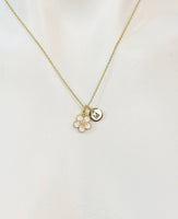 Gold Cherry Blossom Japanese Sakura Charm Necklace Girlfriends Gifts, Personalized Customized Monogram Gifts, N5301
