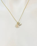 Gold Cherry Blossom Japanese Sakura Charm Necklace Girlfriends Gifts, Personalized Customized Monogram Gifts, N5301
