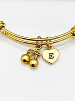 Gold Cherry Charm Bracelet Silver in Option, Birthday Gifts, Personalized Customized Gifts, N5302