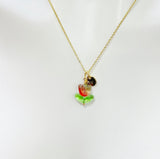 Gold Red Tulip Necklace, Tulip Charm, Gardening Gifts, Personized Birthday Gifts, N5303D