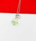 Silver Tulip Necklace, Tulip Charm, Gardening Gifts, Personized Birthday Gifts, N5303G