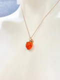 Rose Gold Raspberry Necklace, Handmade Lampwork Raspberry Charm, Personized Customized Initial Necklace, N5304