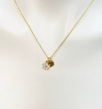 Gold Japanese Cherry Blossom Necklace, Tiny Sakura Flower, Personized Customized Initial Necklace, N5305
