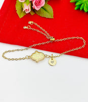 Gold Hamsa Hand Bracelet, Personized Customized Initial Bolo Bracelet, N5306A