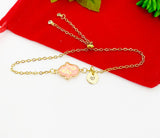 Gold Hamsa Hand Bracelet, Pink, Personized Customized Initial Bolo Bracelet, N5306B