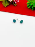 Silver Apatite Dainty Stud Earrings Natural Apatite, Gemstone Jewelry, Gifts for Girls, N5313E