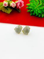 Gold Labradorite Stud Earrings Natural Labradorite, Gemstone Jewelry, Gifts for Girls, N5315