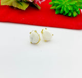 Gold Howlite Stud Earrings Natural Howlite, Gemstone Jewelry, Gifts for Girls, N5316