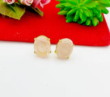 Gold Rose Quartz Stud Earrings Natural Rose Quartz, Gemstone Jewelry, Gifts for Mom, N5317