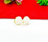 Gold Howlite Stud Earrings Natural Howlite, Gemstone Jewelry, Gifts for Mom, N5318