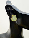 Gold Natural Green Aventurine Stud Earrings Gemstone Jewelry, Gifts for Mom, N5320