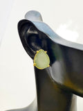 Gold Natural Green Aventurine Stud Earrings Gemstone Jewelry, Gifts for Mom, N5320