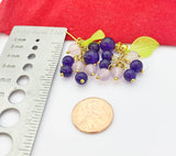 Gold Natural Jade Grape Stud Earrings Gemstone Jewelry, Gifts for Girlfriends, N5323