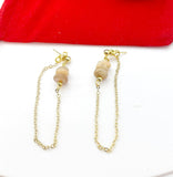 Gold Natural Sunstone Stud Earrings Gemstone Jewelry, Gifts for Girlfriends, N5325