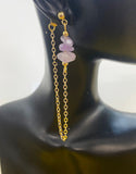 Gold Natural Amethyst Dangle Stud Earrings Gemstone Jewelry, Gifts for Girlfriends, N5327