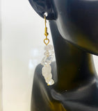 Gold Natural Quartz Dangle Earrings Birth Month Gemstone Jewelry, Gifts for Girlfriends, N5328