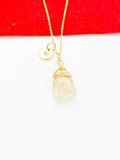 Gold Natural Quartz Necklace Birth Month Gemstone Jewelry, Personalized Customized Gifts, N5331D