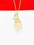 Gold Natural Quartz Necklace Birth Month Gemstone Jewelry, Personalized Customized Gifts, N5331D