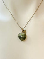 Silver Natural Labradorite Heart Necklace Birth Gemstone Jewelry Gifts, Personalized Customized Gifts, N5332C