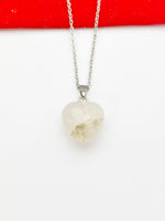 Silver Natural Ferruginous Quartz Heart Necklace Birth Gemstone Jewelry Gifts, Personalized Customized Gifts, N5332D