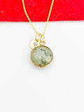 Gold Natural Labradorite Pendants Necklace Birth Gemstone Jewelry Gifts, Personalized Customized Gifts, N5333