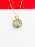 Gold Natural Labradorite Pendants Necklace Birth Gemstone Jewelry Gifts, Personalized Customized Gifts, N5333