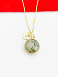 Gold Natural Labradorite Pendants Necklace Birth Gemstone Jewelry Gifts, Personalized Customized Gifts, N5333