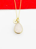 Gold Natural Rose Quartz Pendants Necklace Birth Gemstone Jewelry Gifts, Personalized Customized Gifts, N5337