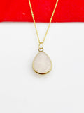 Gold Natural Rose Quartz Necklace, Gemstone Jewelry Gifts, N5337
