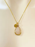 Gold Natural Rose Quartz Necklace, Gemstone Jewelry Gifts, N5337