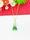 Gold Green Cabbage Vegi Necklace Handmade Lampwork Cabbage Vegetable, Personalized Customized Gifts, N5312A