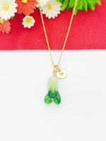 Gold Green Cabbage Vegi Necklace Handmade Lampwork Cabbage Vegetable, Personalized Customized Gifts, N5312A