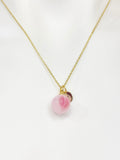 Gold Pink Peach Charm Necklace Handmade Lampwork, Girlfriends Gifts, Personalized Customized Gifts, N5338