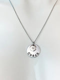 Silver Hand Stamp Coach Charm Necklace, Coach Jewelry, N891B