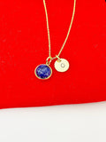 Gold Lapis lazuli Pendants Necklace Birth Month Gemstone Jewelry Gifts, Personalized Customized Gifts, N3384A