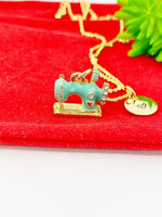 Gold Sewing Machine Charm Necklace Quilting Tailor Jewelry Gifts, Personalized Customized Gifts, N398A