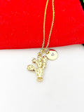 Gold Cactus Charm Necklace Best Friends Jewelry Gifts, Personalized Customized Gifts, N296A