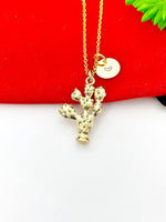 Gold Cactus Charm Necklace Best Friends Jewelry Gifts, Personalized Customized Gifts, N296A