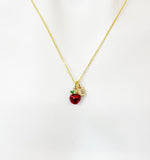 Gold Red Apple Charm Necklace Foodie Gifts, Personalized Customized Gifts, N5131A
