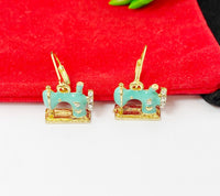Gold Sewing Machine Charm Earrings Quilting Tailor Jewelry Gifts, N398B