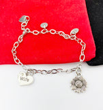 Silver Wife Sunflower Heart Charm Bracelet Personalized Customized Gifts, N964A